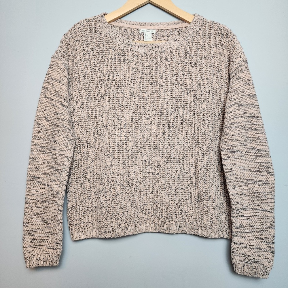 Forever 21 Marled Knit Textured Pullover Sweater Pink Grey Size Large